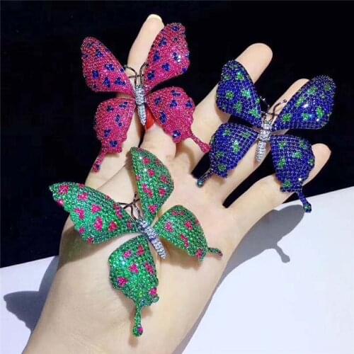 2pcs 56x60mm Cubic Zirconia Crystal Butterfly Brooch Pin Women Jewelry Pin Birthday Gift