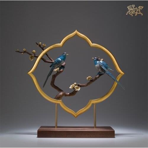 2021 Asia High grade decoration Handmade color COPPER Sculpture Art statue SHUANG XI LIN MEN bring GOOD LUCK money business