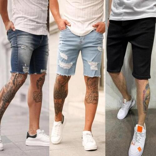 50% Hot Sales!!! Shorts Broken Cool Knee-length Destroyed Men Jean Shorts for Daily Life