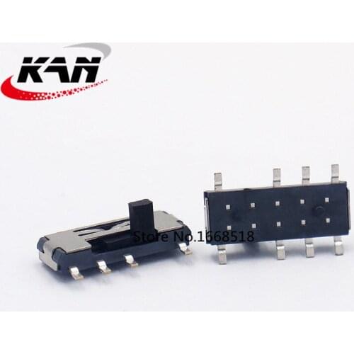 50PCS MSS23C02 MSS-23C02 SMD 8PIN 2P3T DPTT toggle switch side slide switches handle ROHS Free shipping D