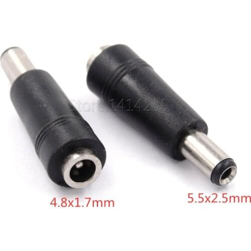 DC Power Adapter Connector Plug DC Conversion Head Jack Female 4.8x1.7mm Turn Plug Male 5.5x2.5mm Black