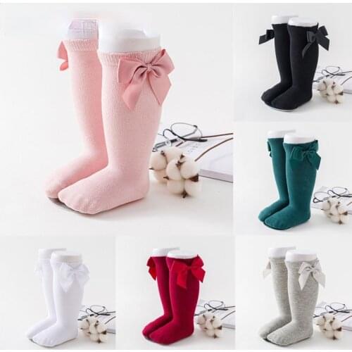 Balleenshiny New Baby Girl Kids Socks Winter Spring Cotton Newborn Baby Pantyhose Infant Toddler Knee High Bows Baby Socks