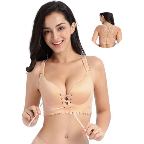 Womens Sexy Seamless Front Close Bra Adjustable Push Up Bra Plus Size Bras for Women Large Size fat MM ladies bra