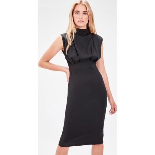 Trendyol Black Sheer Neckline Dress TWOAW20EL0311