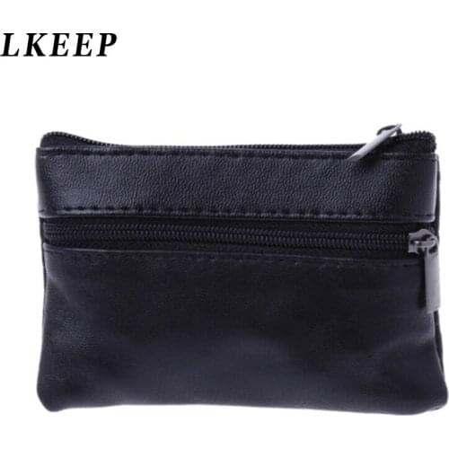 Black Leather Wallet Pouch Bag Women Coin Purses Key Holder Purse New Year Gift Fashion Mini Coin Wallets Womens