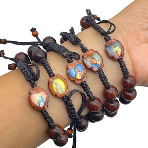 2021 Catholic Rosary Polymer Clay Round Religious Wood Beads Cross Handmade Round Our Lady Of Fatima Lourdes католический четки