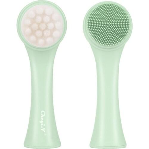 CkeyiN Manual Facial Cleansing Brush Silicone Makeup Blackhead Remover Mini Double Sided Skin Pore Cleaner Washable Facial Brush
