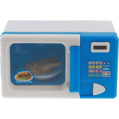 Kids Children Mini Plastic Home Appliance Toys with Light & Sound, Birthday Gift - Blue Microwave Oven