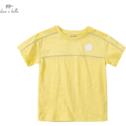 DKY17850-1 dave bella summer 5Y-13Y kids boys fashion cartoon letter patchwork T-shirt children boy high quality fashion tees
