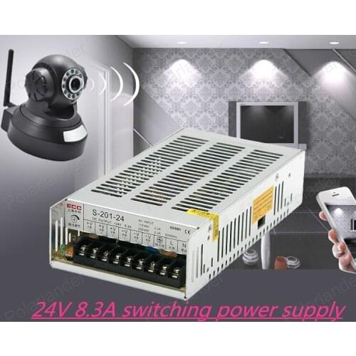 Switching power supply Driver 24V 8.5A 200W For LED Light Strip Display 100v -240v AC Factory Supplier free shipping