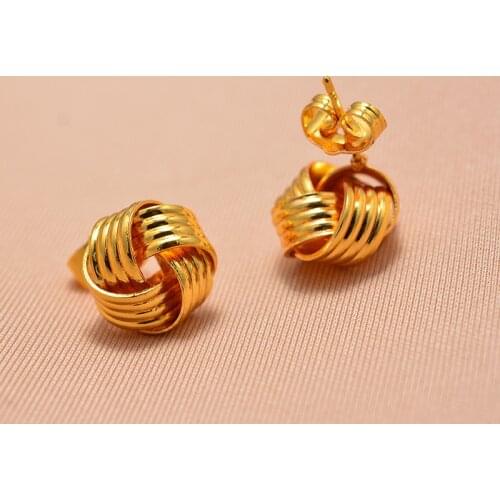 Dubai Arab Flower Button type Ethiopian Gold Color Earrings for Women Girls African Ethnic Earring Mom Wedding Jewerlry Gifts