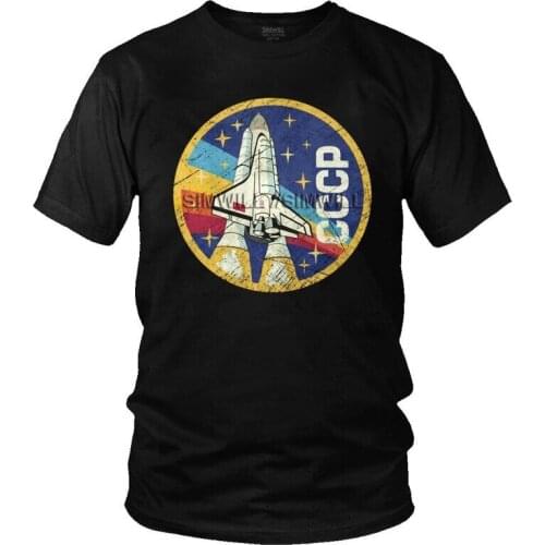 Male Vintage CCCP T-Shirt Streetwear Space Rocket USSR Soviet Union Tshirt Short Sleeve Cool T Shirt Homme Cotton Tee Gift