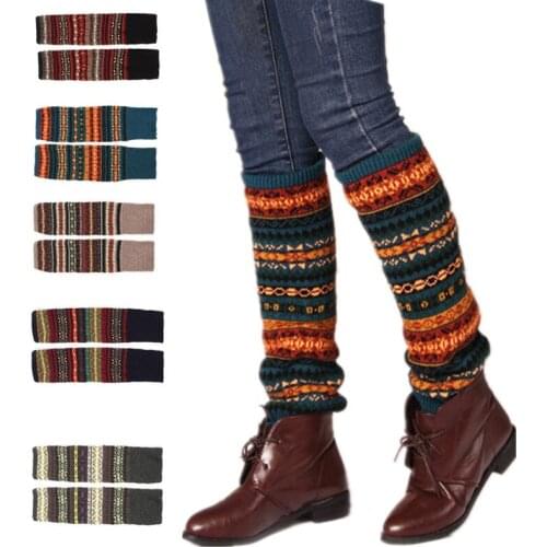 Winter Over Knee Long Knit cover Crochet Leg Warmers Legging Chic Warm Striped Calentadores Pierna Mujer Thigh Stulpe Legwarmers