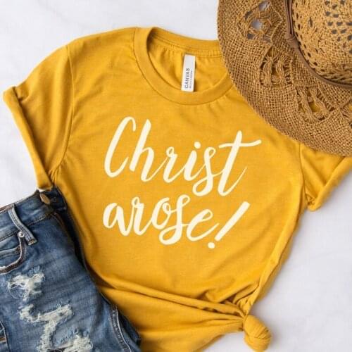 Christ Arose Shirt Christian Women Plus Size Streetwear T-Shirt Fashsion Letter Cotton Female Clothing O Neck Short Sleeve Tees