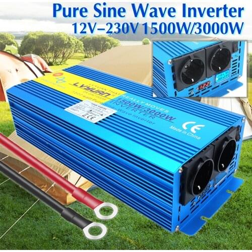 Digital Display PURE SINE WAVE POWER INVERTER 3000W DC 12V/24V To AC 110V/220V CAMPING BOAT Converter With LCD Display 2 AC OUT