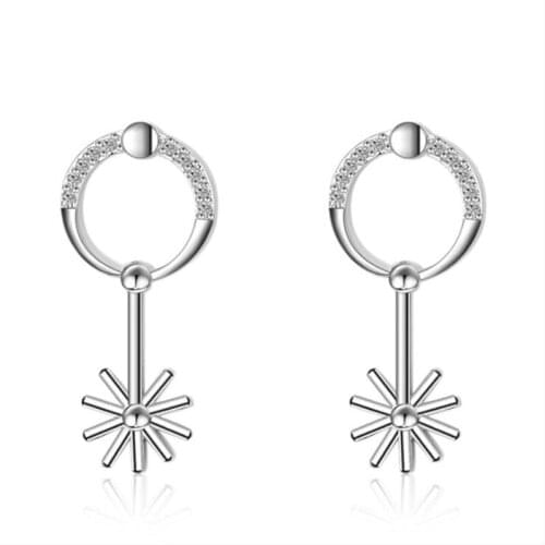 KOFSAC New Fashion 925 Silver Stud Earring Exquisite Micro-Inlay CZ Sun Flower Earrings For Women Jewelry Valentines Day Gifts