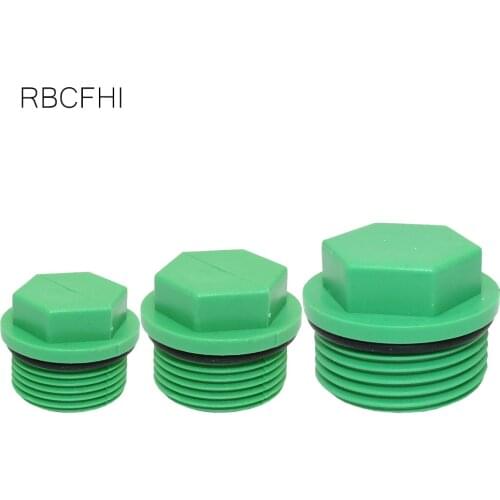 RBCFHl 5PCS G1/2 G3/4 G1'' Male Threaded PPR End Cap Plug Plastic Tubing Fittings with Rubber Ring BSP End Cap Choke Plug