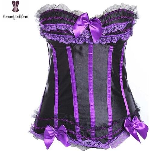 Bow decorated side zipper 6 colors choice sexy lingerie fantasy burlesque lace corset dropshipping available women bustier 8068