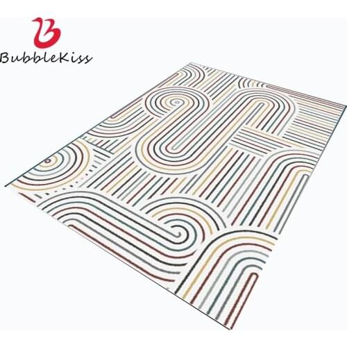 Bubble Kiss Nordic Style Fashion Anti-wrinkle Carpets for Living Room Curved Line Geometic Pattern Rug Customized Floor Mats