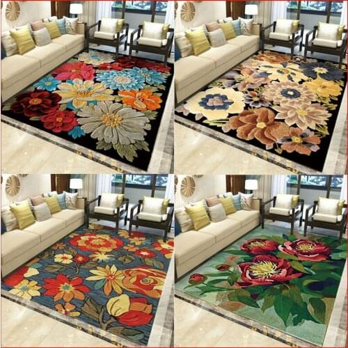 Creative Soft Rugs European Type Flowers Living Room Carpet 3D Printing Hallway Carpets Doormat Anti-Slip Bathroom Kitchen Mats