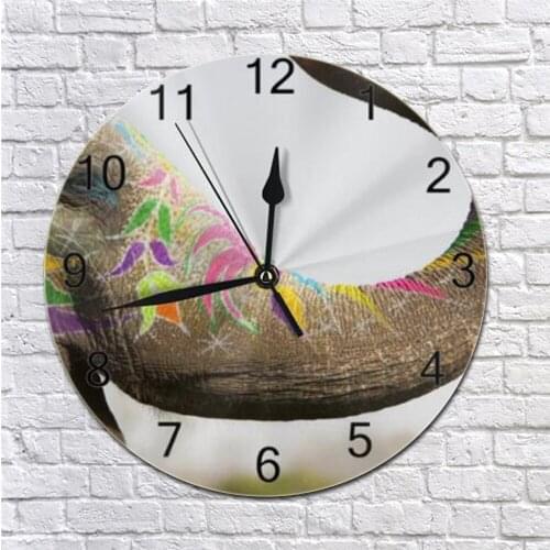 25CM Round Wall Clock Elephant Numeral Digital Dial Mute Silent Creative Digital Clock Battery Operated Clocks for Living Home