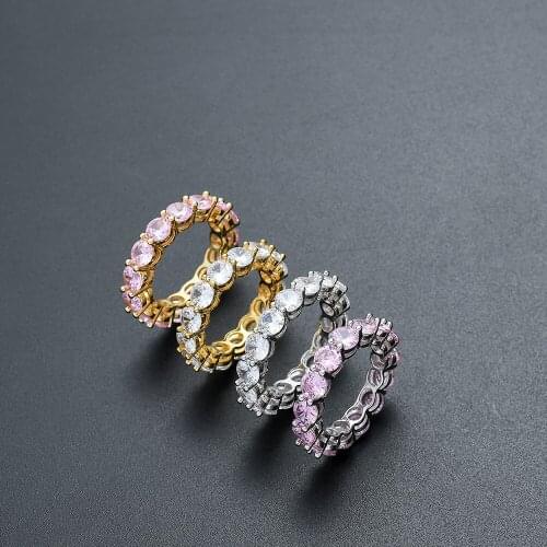 4 Colors All Iced Out CZ Stone Rings Hip Hop Cuban Ring Mirco Setting CZ Stone Bling Bling AAA Zircon Brass Rings R021