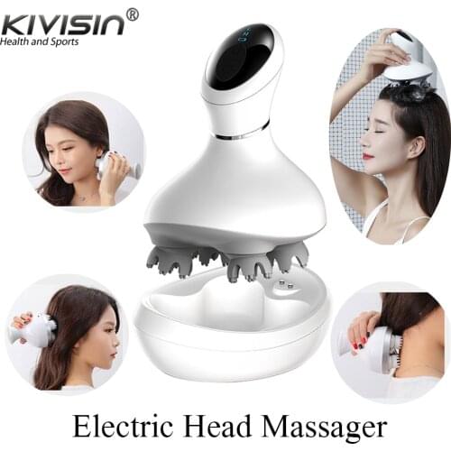 3D Waterproof Electric Head Massager Wireless Scalp Massage Multifunction Body Deep Tissue Kneading Vibrating