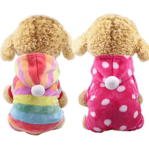 Soft Fleece Pet Dog Jumpsuit Winter Warm Dog Clothes for Small Dogs Chihuahua Pug Hooded Coat Jacket Puppy Cat Clothing Outfits