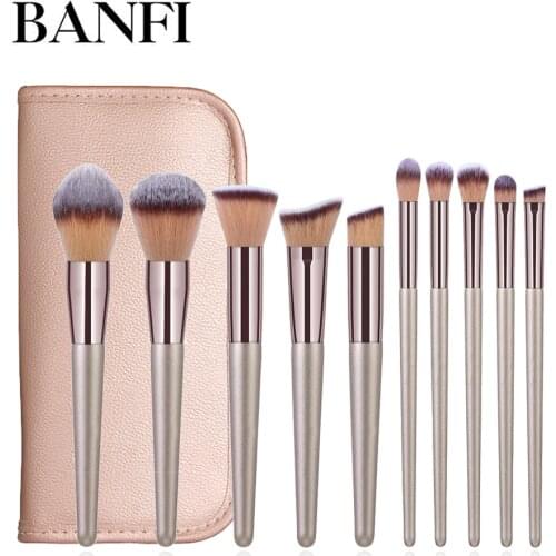 10PCs Makeup Brushes Set Cosmetic Brushes Set Make up Tool kit Foundation Natural-synthetic Hair Eye Shadow Blending Maquiagem