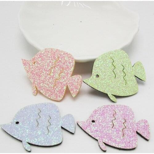 40pcs/lot 5*4cm shiny fish Padded Patches Appliques For Clothes Sewing Supplies DIY Hair Bow Decoration free shipping