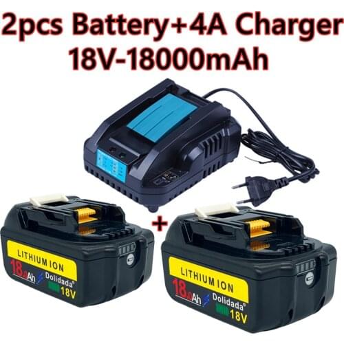 New bl1860 rechargeable battery 18V 18000mah Li ion Makita 18V battery bl1840 bl1850 bl1830 bl1860b + 4A charger