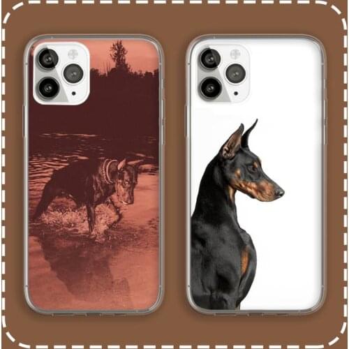 Animal Doberman dog Phone Case Transparent for iPhone 6 7 8 11 12 s mini pro X XS XR MAX Plus cover funda shell