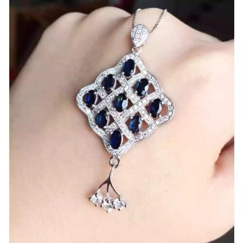 Sapphire pendant necklace Natural and Real sapphire 925 sterling silver pendant