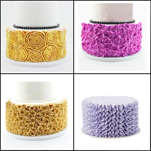 SHENHONG 3D Flower Silicone Fondant Cake Mold Rose Petal Phalaenopsis Skirt Pattern Paste Sugar Craft Decorating Mould