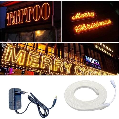LED Strip Flexible Neon Light 12V Waterproof Luces Led Rope Dimming Room Bar Decoration Color Warm White Yellow Red Green Blue