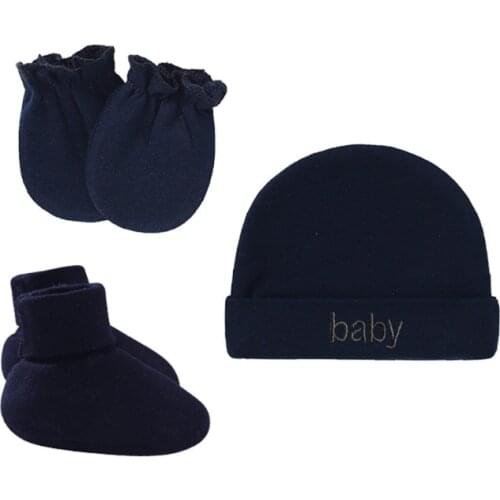 Baby Newborn Mittens Socks Warm Cap Kit Infants Anti Scratching Cotton Gloves+Hat+Foot Cover Set