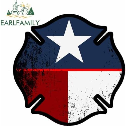 EARLFAMILY 13cm x 13cm For Texas Firefighter Car Stickers Vinyl Material Decal Scratch-Proof Waterproof Graffiti Sticker Decor