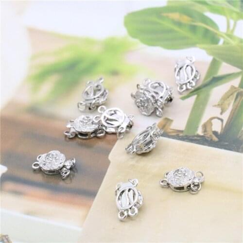 High Quality 10pcs 2row Flower Silver Plating Clasp Free Shipping Beads Accessories DIY Necklace Bracelet Jewelry Making M469