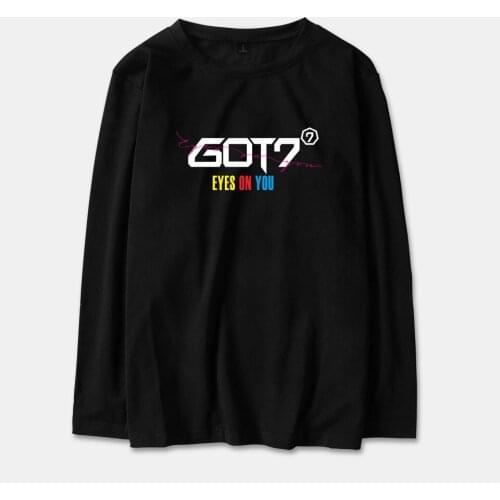 KPOP GOT7 EYES ON YOU funny T Shirt men women GOT 7 fashion cotton T-shirt women long sleeve black Kpop Tshirt T Shirts Tops