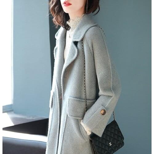 Spring Autumn Long Woolen Coat Women 2021Korean Loose Long Sleeve Woolen Coat Jacket Women Parkas Winter Warm Thicke Cotton Coat