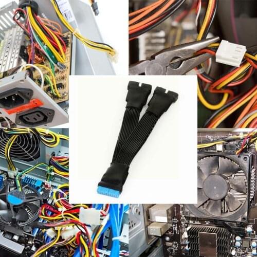 1pc 12cm 19-pin to USB 3.0 20-pin 1 to 2 Mainboard Motherboard Power High Quality Extension Cable Cables S8Q3