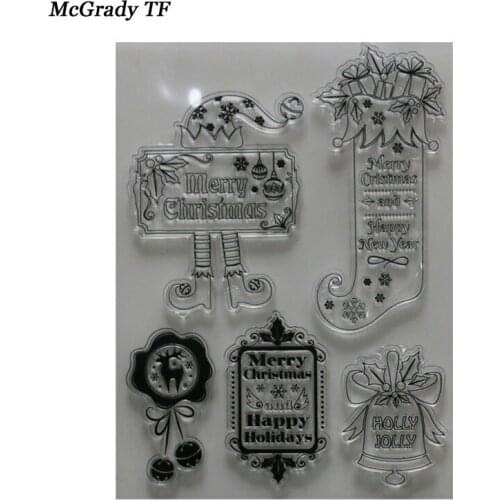 1PCS Christmas Sock Transparent Clear Silicone Stamp For Scrapbooking Stamps Photo Album Decorative