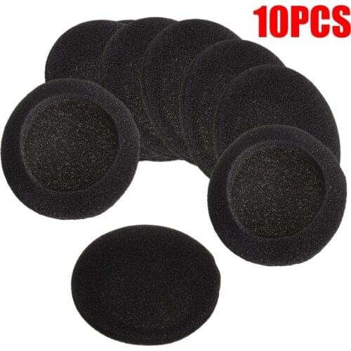 10pc Earphone Foam Pads High Elasticity Headphone Sponge Ear Pads Cushion Black Headset Cover Cap Accessories 50mm