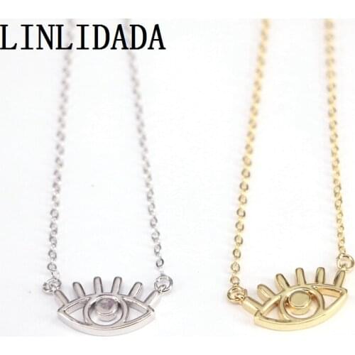 10Pcs, Gold Silver Color Fashion Jewelry Eye Pendant Necklace Women Men Jewelry