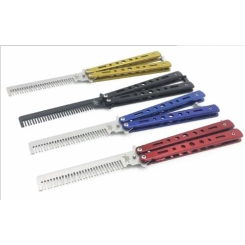 Combs Folding Practice Training Stainless Steel Butterfly Style Knife Comb Styling Tools colorful Cool 100pcs