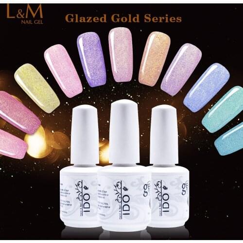 12 Pcs Lot Set Glazed Gold Series Gel Nails Newest Shining Colorful 12 Colors LongLasting Soak Off Varnish Cheap Manicure