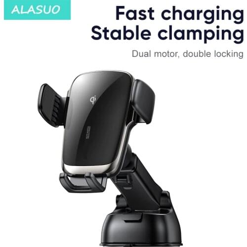 15W Intelligent alignment car wireless charger for apple phone Andorid Xiaomi 11 Dual motors fast charger car phon holder