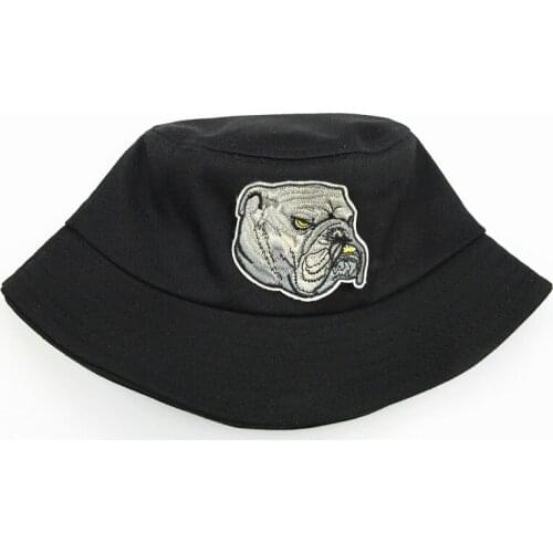 2021 Dog Animal Embroidery Cotton Bucket Hat Fisherman Hat Outdoor Travel Sun Cap Hats for Men and Women 263