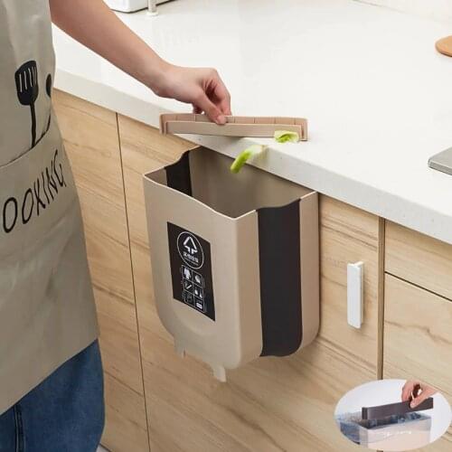 2021 Kitchen Folding Trash Can Car Recycle Bin Trash Bin Kitchen Dustbin Garbage Rubbish Bin Garbage Can Waste Bin For Kitchen