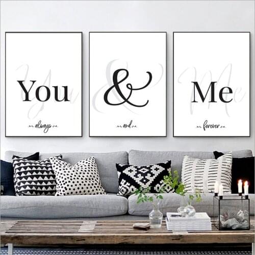 3pcs Frameless You & Me Pattern Print Canvas Painting Wall Art Picture for Living Room Home Decor